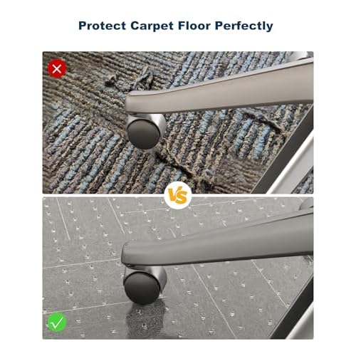 46"x 60" Clear Office Chair Mat for Carpet, Anti-Scratch Durable Plastic Desk Chair Mat for Rolling Chairs, Waterproof Non-Slip Carpet Protector Mat for Work, Game, Home Office