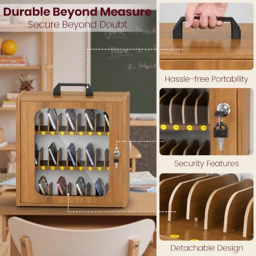 Cell Phone Locker for Classroom, Adjustable 33 Slots Box