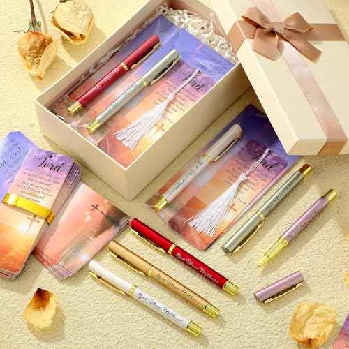 100 Set Catholic Church Gifts Christian God Bless Mothers Pen Religious Bible Verse Bookmarks with Tassel and Scripture Cards with Bags for Christmas Mother Sunday School Gift