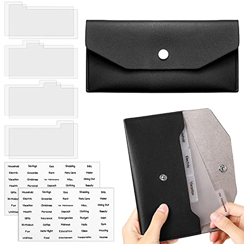 Frienda Classic Black PU Leather Cash Envelope Wallet with 8 Dividers