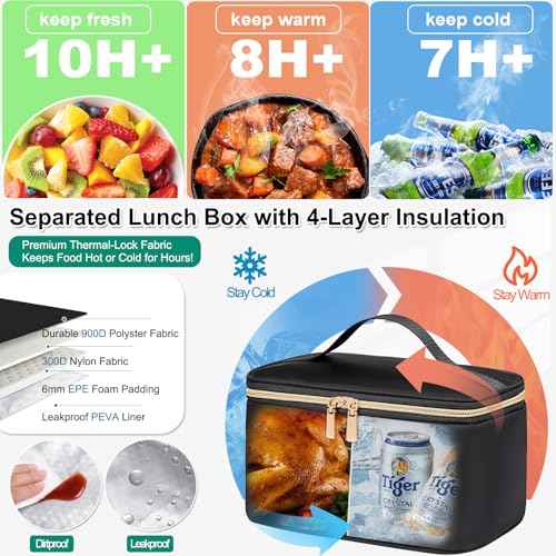Lunch Backpack for Women, 15.6 Inch Laptop Backpack for Womens Stylish Nurse, Teacher Work Back pack with Lunch Box Insulated Backpacks Cooler for Women Men Travel Camping Picnics