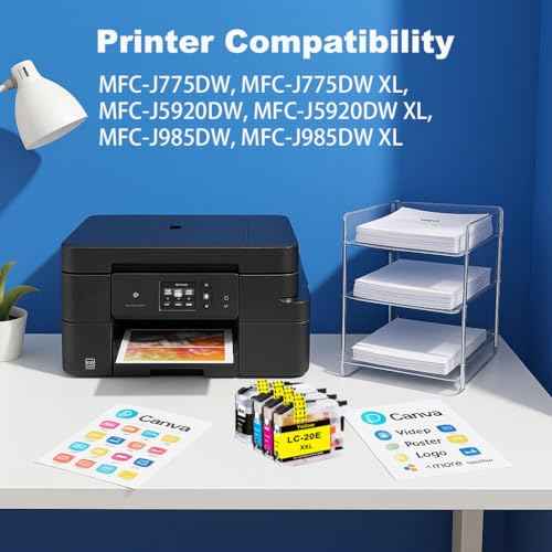 LC20EXXL Ink Cartridges Replacement for Brother LC20E LC-20E Ink Cartridges for MFC-J5920DW MFC-J775DW MFC-J775DWXL MFC-J985DW MFC-J985DWXL Printer(4-Pack, Black, Cyan, Yellow, Magenta)