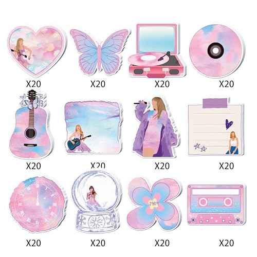 Singer Sticky Notes, 240 Pages Cute Singer Self Adhesive Memo Pad Singer Sticky Note Self Stick Notes Memo Pads for Home, School, Office -12 Designs