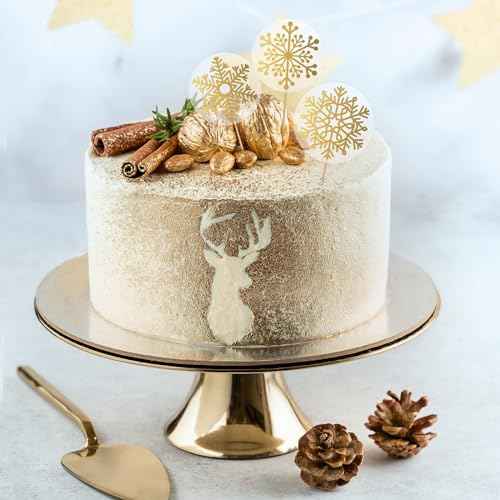 1000Pcs Clear Christmas Stickers Roll Gold Foil Snowflake Stickers Xmas Winter Holiday Round Adhesive Label Stickers Decal for Xmas Envelopes Invitations Cards Gifts Decor, 6 Designs