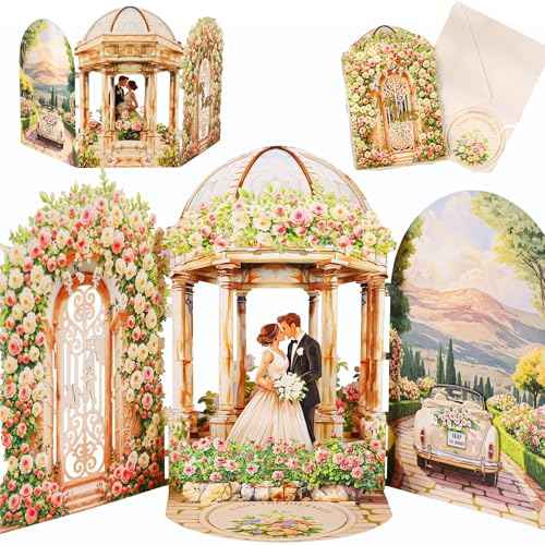 Wedding Pop Up Card - Romantic Card for Bride and Groom, Wedding Congratulations, Engagement, Newlyweds, Bridal Shower, Ideas Valentine¡¯s Day for Girlfriend, Husband, Wife, Boyfriend, Bride, Groom