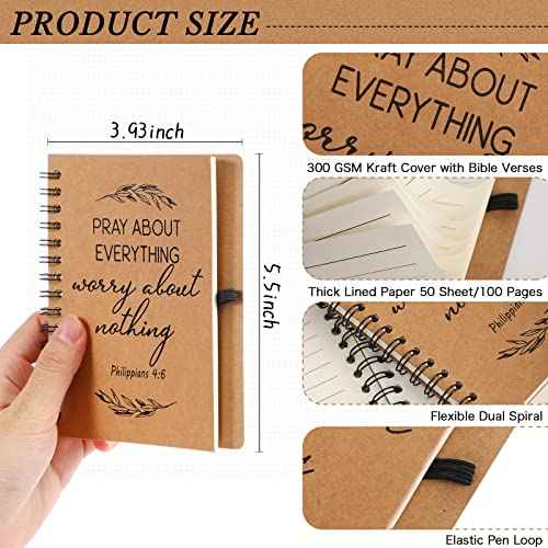 Kosiz 60 Pcs/30 Set Christian Gifts Bulk Include Spiral Notebook and Bible Ballpoint Pen Christian Notebook Religious Prayer Journal Christmas Church Gift for Women Men Pastor Sunday School Teacher