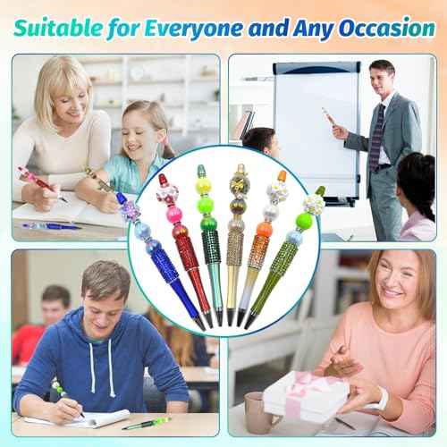 75 Pcs DIY Diamond Beadable Pen Kit - 25 Plastic Rhinestone Beaded Pens Bulk with Refills & Bags - Fancy Cute Glitter Pens for Crafting, Students & Teachers ? School Supplies, Office Item