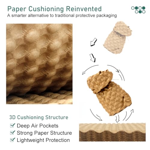 Deamoser Reusable Kraft Bubble Wrap Sheets 15" x 12" - 50 Sheets Eco-Friendly Moving & Shipping Cushioning