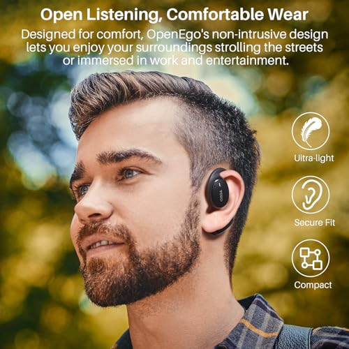 TOZO OpenEgo Open Ear Bluetooth Earbuds Black 80H Sport Headphones