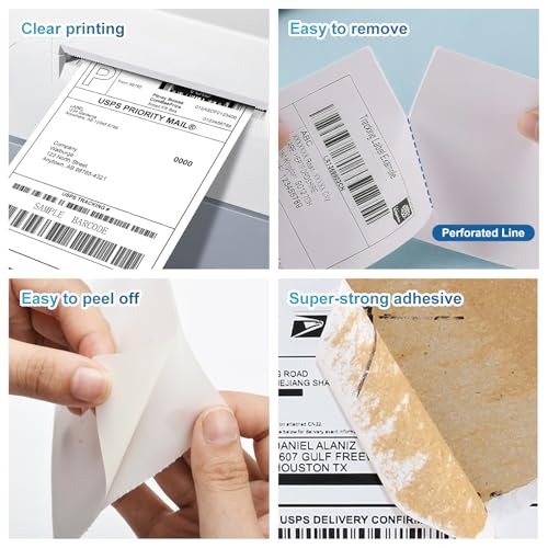 9527 Product 4x6 White Thermal Shipping Labels - 500pcs, Perforated, Compatible with Zebra & More