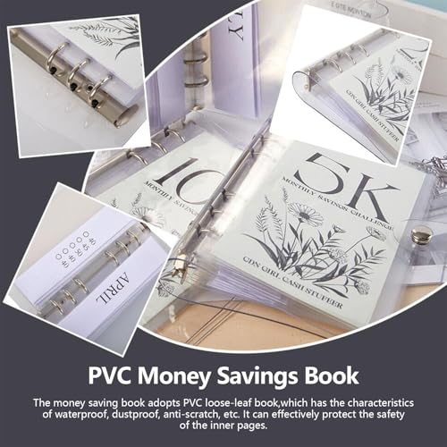 Noxozoqm 10K Savings Challenge Binder with Cash Envelopes, 12-Month Money Saving Organizer