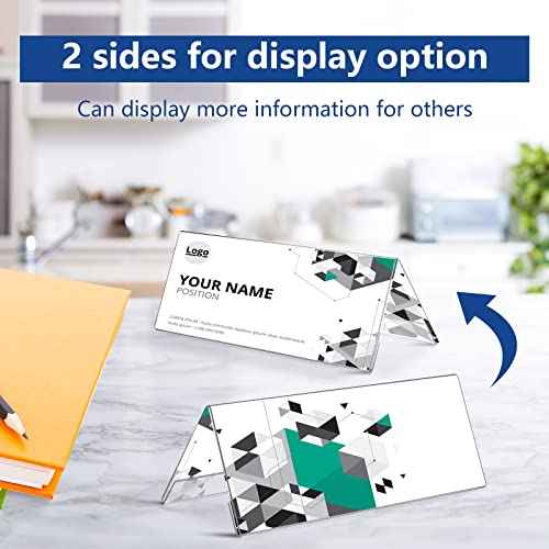 24 Pack Clear Plastic Name Plates for Desk 8.5 x 3 Acrylic Wall Name Plate Holder Desk Sign Frame for Table Display Blank Nameplate for Office Business Conference Meetingroom Student School Classroom