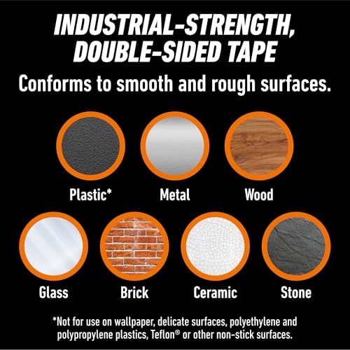 Gorilla Heavy Duty Double Sided Mounting Tape, Black Tape, 1" x 120" (Pack of 1) - Weatherproof for Indoor or Outdoor