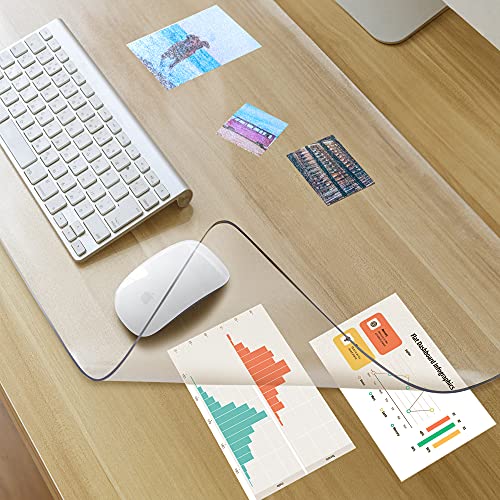 Awnour Clear Desk Mat 36x17 Inches - Transparent Office & Home Protector