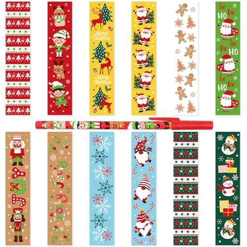 FINGOOO 36 Pieces Christmasb Ballpoint Pens,Christmas Pens for Kids Adults Bulk 12 Styles Black Ink Pens for Goodie Bag Stuffers Home School Office Party Gift