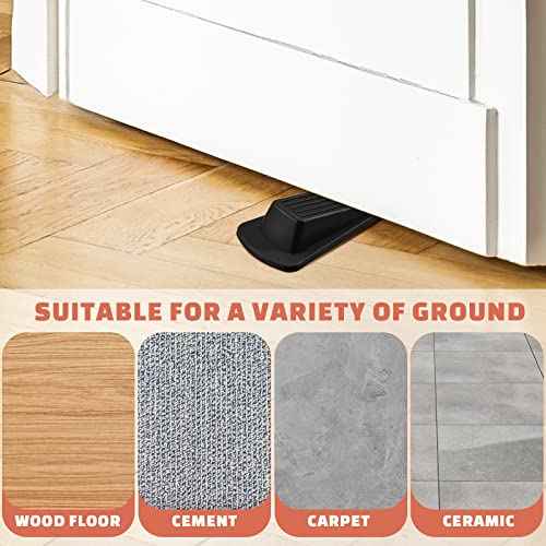 Frienda 24 Pcs Door Stoppers Bulk Rubber Stop Height up to 1.2 Inches Wedge Stopper for Heavy Duty Door Bottom Carpet Tile Concrete Wooden Floor (Black)