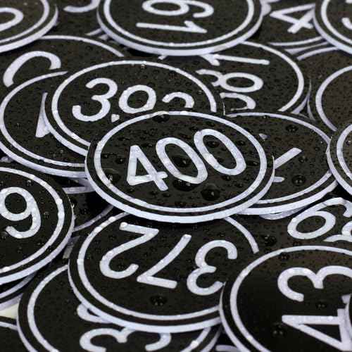 35mm ABS Plastic Round Table Numbers, Locker Cabinet Numbers Signage Tags Labels - Black 1 to 300