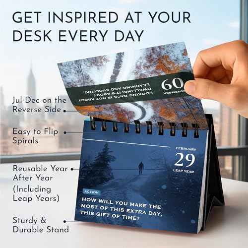 RYVE Motivational Quotes Desk Calendar ? 366 Daily Reflections for Personal Growth ? Office Accessories and Gifts for Men, Mindfulness Flip Calendar, Inspirational Desk Quote