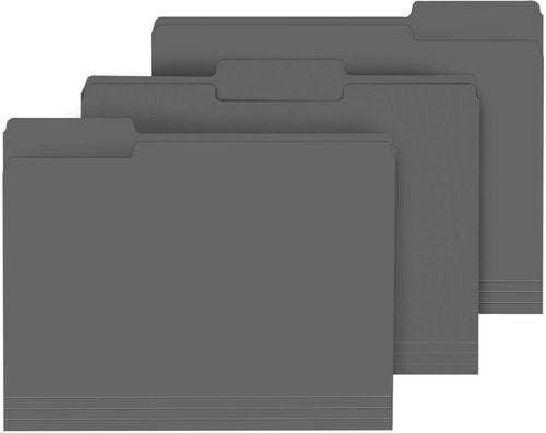 PANDRI File Folders - 120 Pack Letter Size with 1/3 Cut Tabs | Dark Gray Office & School Supplies