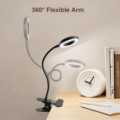 LED Desk Lamp by [Brand Name] - Clip-On Light with 3 Color Modes & 10 Brightness Levels | 360° Adjustable Neck