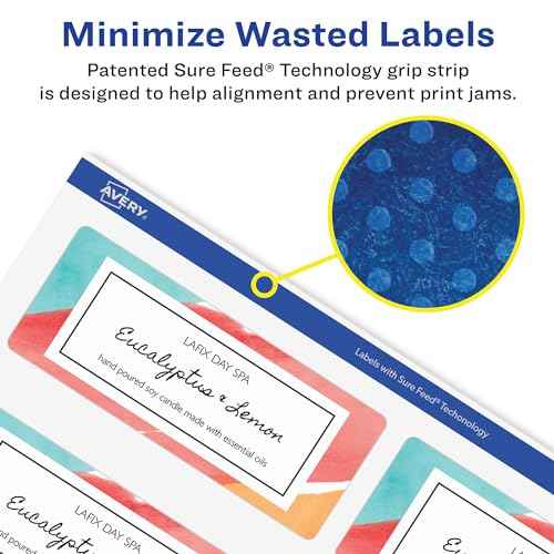 Avery Matte White Removable Rectangle Labels, Sure Feed Technology, Print-to-The-Edge, 2" x 3", 400 Removable Labels, Laser/Inkjet Printable