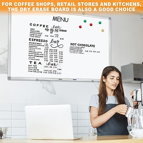 72x40 Inch Magnetic Whiteboard - Aluminum Wall-Mounted Dry Erase Board with Pen Tray