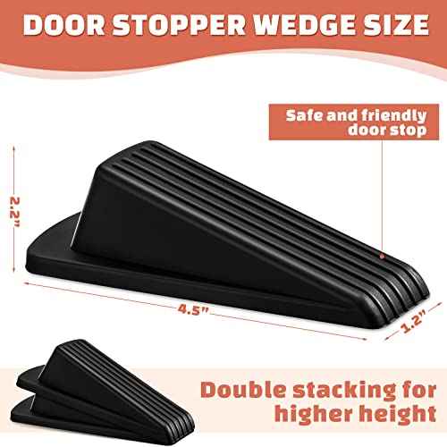 Frienda 48 Pcs Door Stoppers Bulk Rubber Stop Height up to 1.2 Inches Wedge Stopper for Heavy Duty Door Bottom Carpet Tile Concrete Wooden Floor (Black)