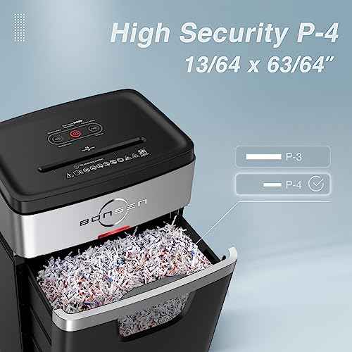 BONSEN Paper Shredder, 20-Sheet 60 Mins Nonstop Heavy Duty Paper Shredder for Office, 60dB Ultra Quiet Cross-Cut Shredder with 6.6 Gals Basket, Anti-Jam CD and Credit Shredder for Home Office (S3104)
