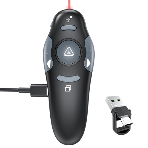 [2 in 1 USB C + Rechargeable] Presentation Clickers, Powerpoint Clicker Wireless Presenter Remote, Presentation Pointer PPT Slideshow Advancer Remote Control Slide USB Clicker for Computer, Mac