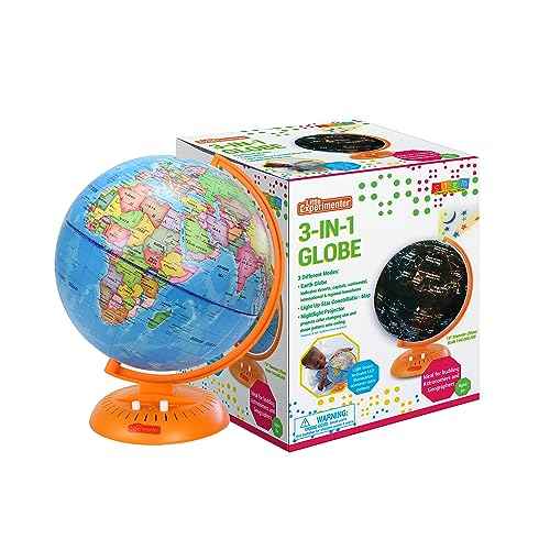 Little Experimenter 3-in-1 Light Up Globe for Kids, 8¡± Illuminated Star Map World Globes & Built-in Night Lamp Projector, Learning & Educational STEM Toys, Gifts for Kids Ages 8 9 10 11+ Years Old