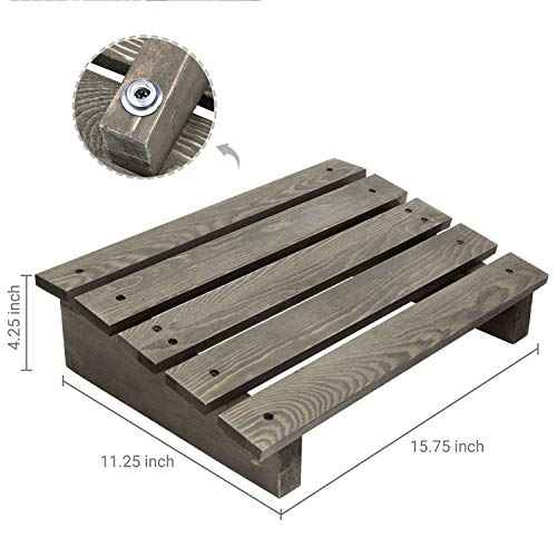MyGift 15-Inch Vintage Gray Wood Ergonomic Home or Office Under-Desk Footrest Tilted Foot Stool