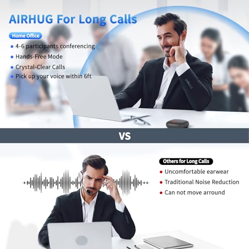 AIRHUG Conference Speaker and Microphone, Bluetooth Speakerphone with 360¡Æ Voice Pickup, Advanced Noise Reduction, USB-C Plug & Play, Compatible with Zoom and MS Team