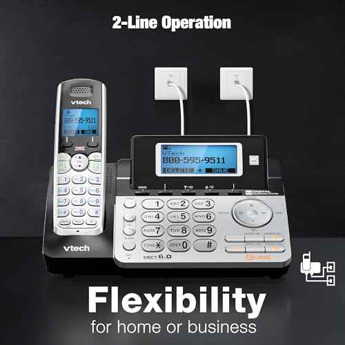 VTech DS6151-2 2 Handset 2-Line Cordless Phone System for Home or Small Business with Digital Answering System & Mailbox on Each line, Silver