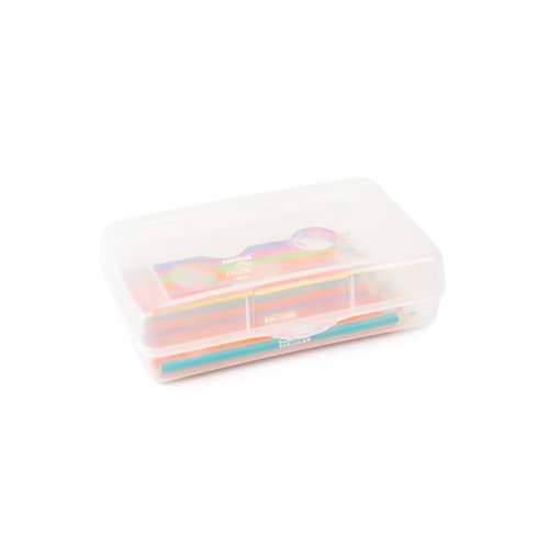 Storex Pencil Case – Plastic Organizer for Kids' Desks and Backpacks, Ice, 24-Piece Value Pack (61622A24C)