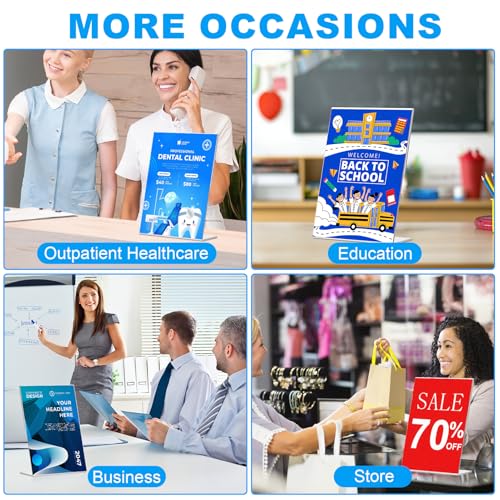 EHWINE 12 Pack Acrylic Sign Holder 8.5 x 11, L Shape Clear Plastic Display Stand, Slanted Back Picture Frame Menu Flyer Paper Display Stand up Table Top Sign Holders for Restaurant, Office and School