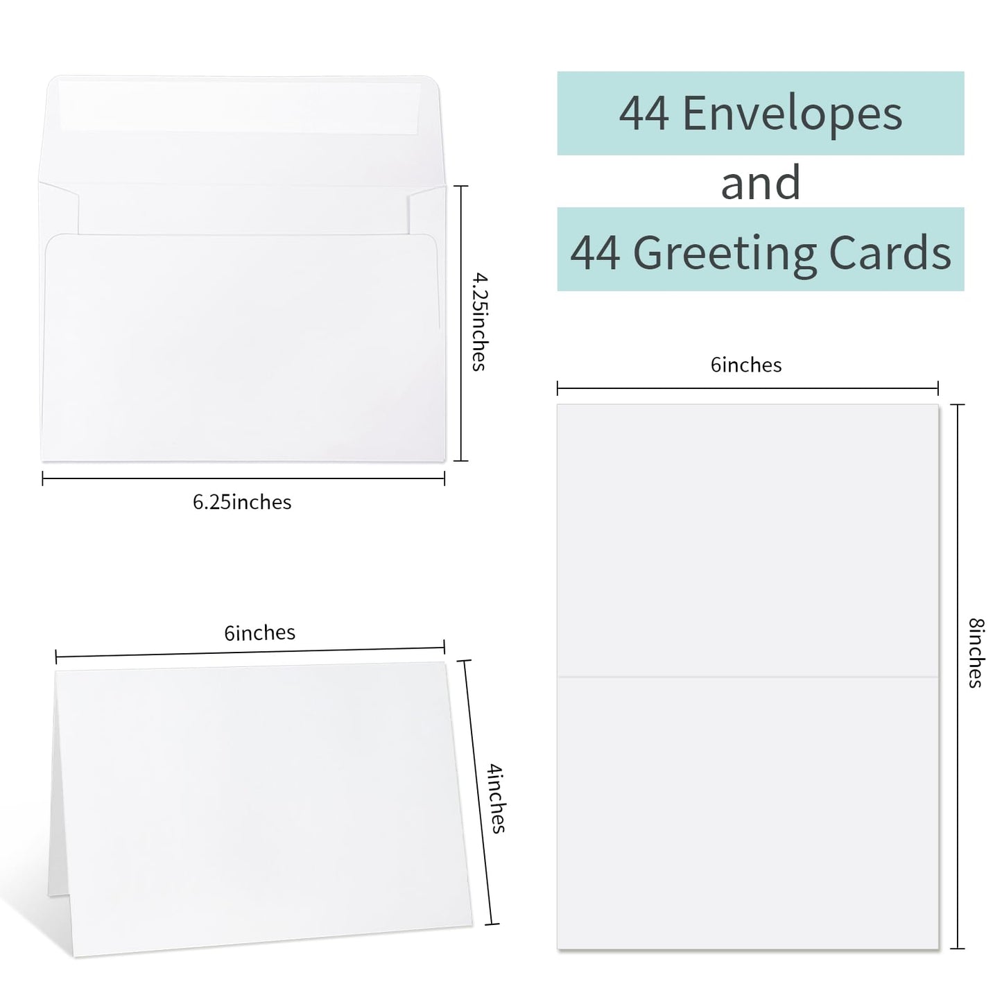 44 Pack Blank Cards and Pink Envelopes 4x6, Self-Seal A4 Envelopes with Folded Cardstock set, for DIY greeting cards,Thank you Cards, Wedding Birthday Christmas Invitations and Various Occasions