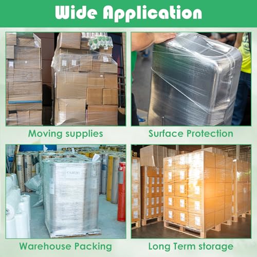 DAJAVE 6 Pack 5" Stretch Wrap Rolls 1000ft 80 Gauge Industrial Shrink