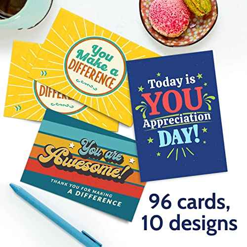 T MARIE 96 Appreciation Cards with Envelopes - Team Gifts, Teacher Gifts Bulk, Volunteer and Employee Appreciation, Gratitude and Encouragement Notecards - Boxed Set of Thank You Cards