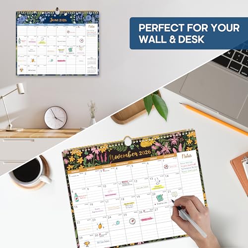 Taja 2026-2027 Floral Wall Calendar - Midnight Garden, 14.7" x 11.5"