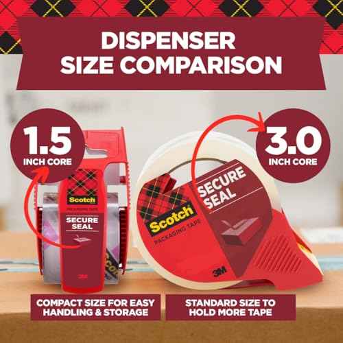 Scotch Secure Seal Packaging Tape, Packing Tape for Shipping and Moving, 1.88 in x 54.6 yd, 6-Pack