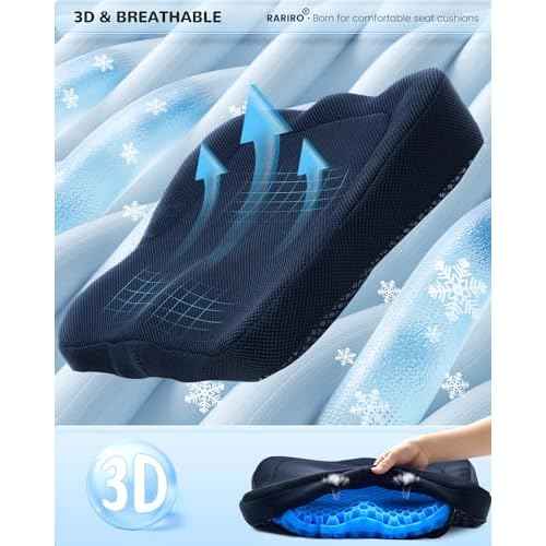 Enlarged 19.7" Gel Seat Cushion, Egg Gel Chair Pads for Wheelchair Pressure Coccyx Sciatica Pain Relief, Cooling Desk Seat Cushion for Kayak, Car, Office Chair Long Sitting[Blue]