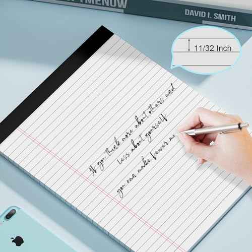 12 Pack of Legal Pads 8.5 x 11 Wide Ruled Writing Pads 8.5" x 11.75" Notepad 30 Sheets per White Legal Pad Clear Print Note Pads 8x11 Pads of Paper
