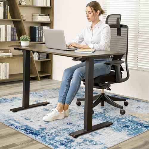Anidaroel Office Chair Mat for Hardwood Floor & Tile, 48"x60" Abstract Desk Rug for Rolling Chair on Hardwood, Anti-Slip Office Rugs for Rolling Chairs, Low Pile Blue Under Desk Rug for Office Chair