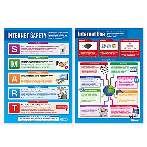 Daydream Education The Internet Posters - Set of 4 - EXTRA LARGE 33¡± x 23.5" - Laminated - Technology and Computing Middle & High School Classroom Decoration - Wall Charts