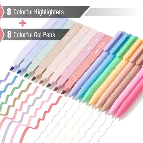Mr. Pen Aesthetic 16 Pack Colored Gel Pens & 200 Sheets Sticky Tabs - No Bleed Highlighters for Bible Pages