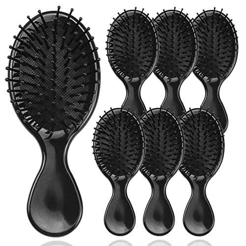 50 Pack Mini Hair Brushes Bulk, Travel Hair Brush Individually Wrapped, Soft Bristles Adds Shine, Scalp Massage and Detangling, Safe for All Hair Types Extensions, Wigs(Bright Black)