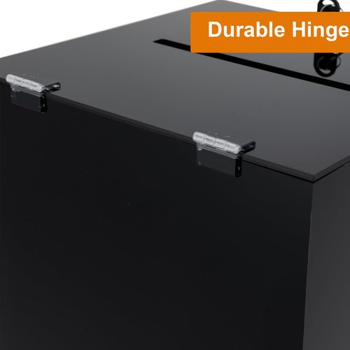 Acrylic Donation Box, 12" X 12" X 12" Ballot Suggestion Box with Lock & 2 Keys, Raffle Voting Box with Slot for School Conference Fundraising (Black)