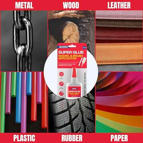 GH1200 (2-in-1) Super Glue with Brush Applicator & Nozzle, Mess Free Superglue Brush, Instant Never Dries, 3000 CPS Ca Glue, No Stain Clear Glue, Super Glue for Plastic, Rubber & More