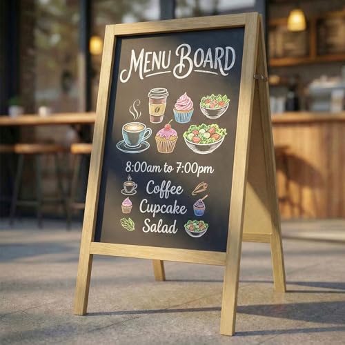 TEAKMAMA Grey A Frame Double-Sided Chalkboard Sign 40x20 Inches
