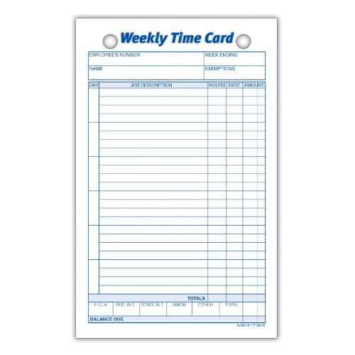 Adams Weekly Time Cards, 1-Sided, 4.25 x 6.75 Inches, White Index Bristol Paper, 100 Cards Per Pack (9616ABF)